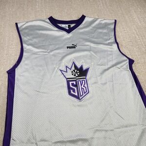 Vintage Sacramento Kings Jersey Men Large Basketball NBA‎ USA Made Gray Purple